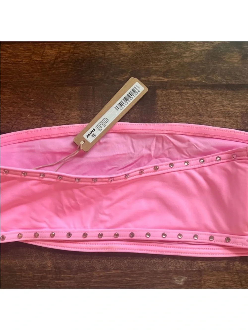 SKIMS Pink Strapless Bandeau Top with Stud Trim
